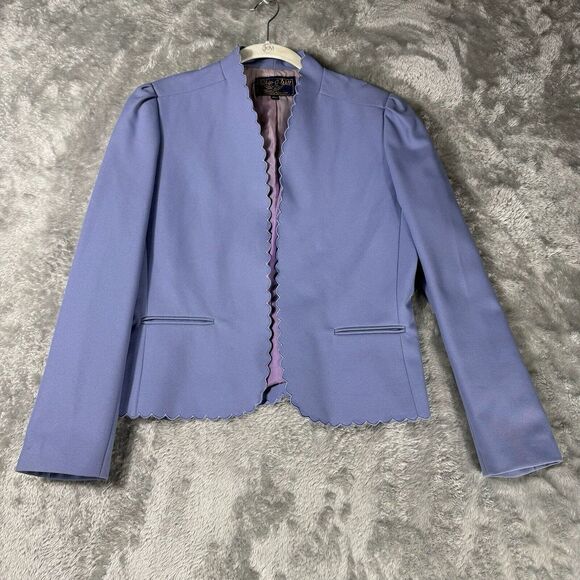 Jackets & Blazers - Vintage 90s Ladies Jacket Purple Blazer Whip O Will M Scalloped Womens 8 Career‎